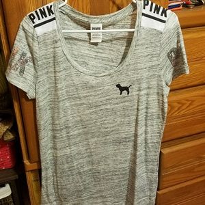 PINK T Shirt with sequin accents